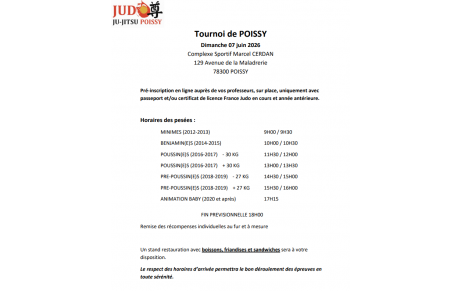 🥋 Dernière compétition de la saison : tournoi amical à Poissy !